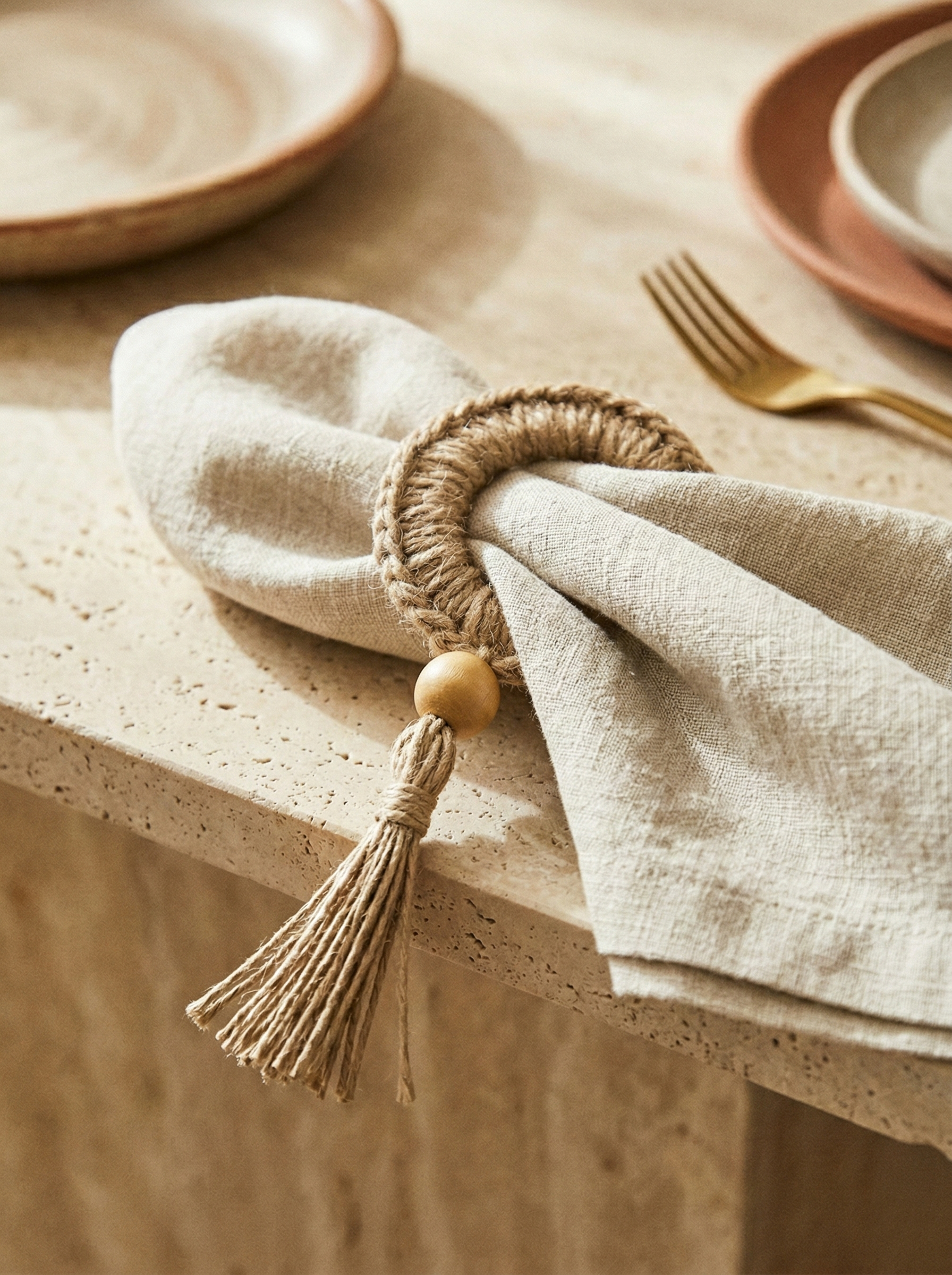 Servilletero de Yute a Crochet