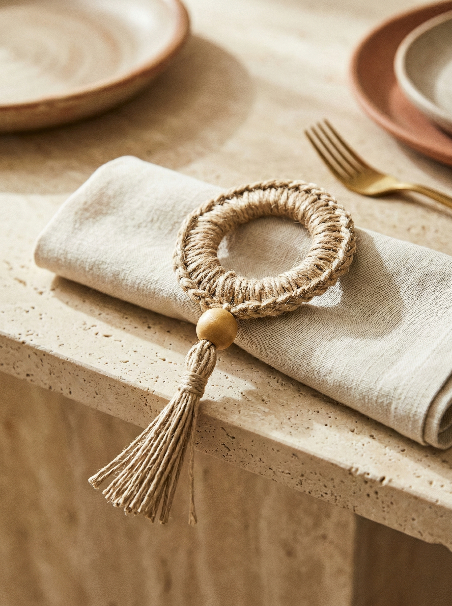 Servilletero de Yute a Crochet